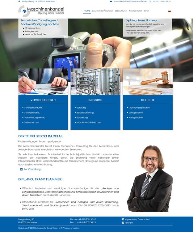 Werbeagentur Hannover - Webdesign Sachverständiger Dipl.-Ing. Frank Flammer Hannover Werbung Homepage Porträt Fotografie