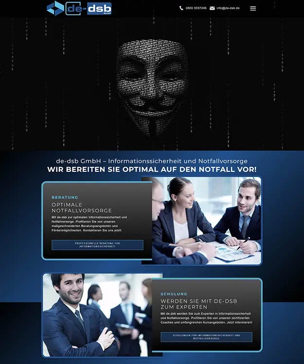 Webdesign und Hosting für de-dsb GmbH durch Werbeagentur Schulz-Design in Hannover