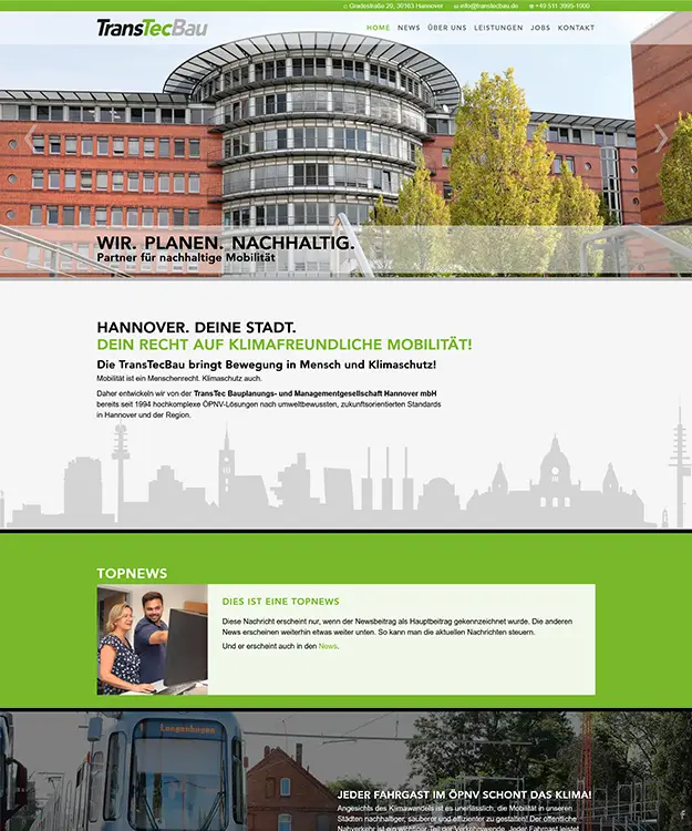 TransTecBau Hannover Website mit neuem Corporate Design, professionellen Fotos und Videos, gestaltet von der Werbeagentur Schulz-Design