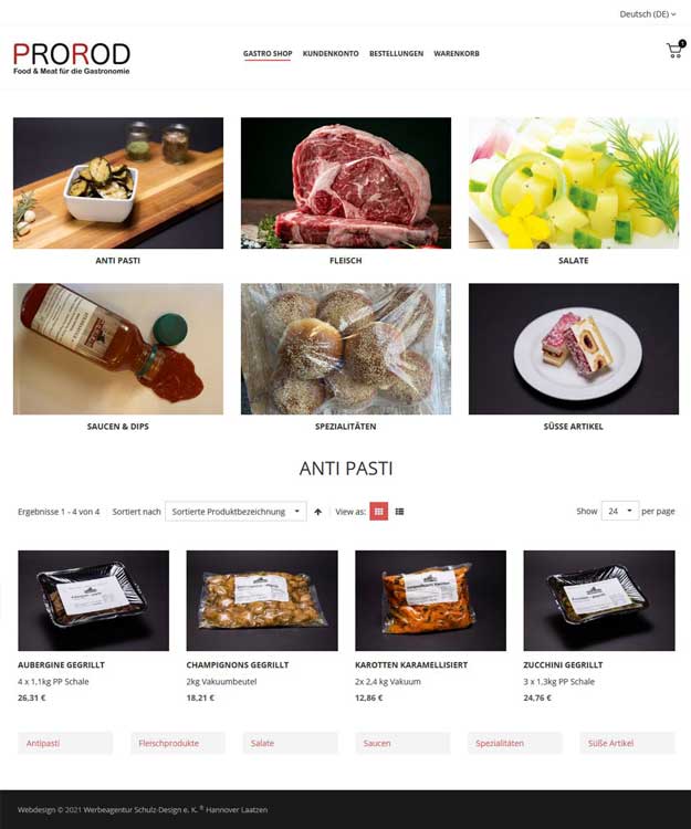 Webdesign Hannover: Erstellung eines Online Webshops für ein Restaurant